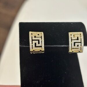 Gold over Sterling Silver Huggies earrings with CZ NEW